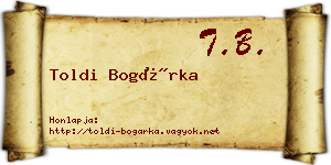 Toldi Bogárka névjegykártya